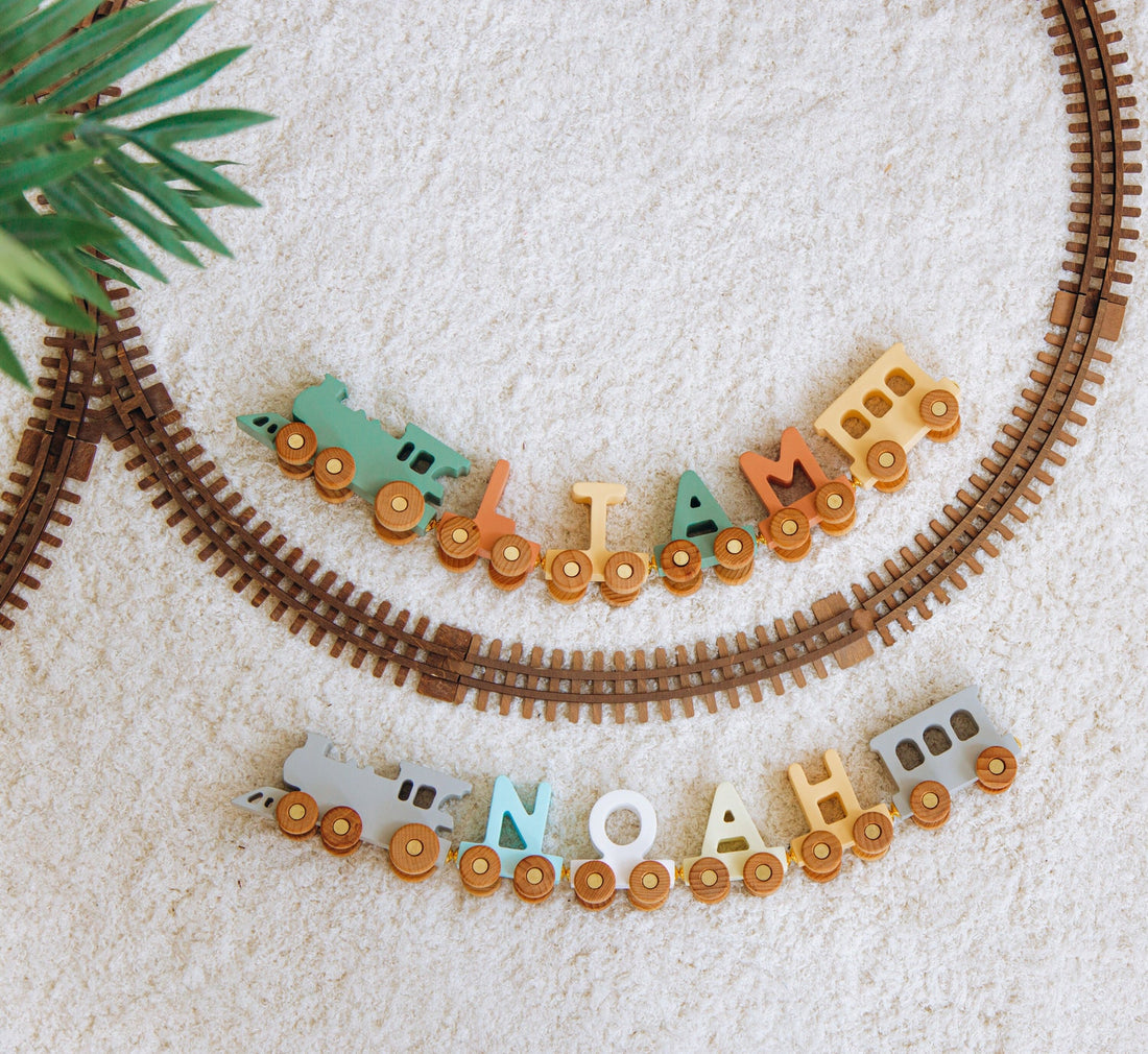 Personalized Train Name With Magnets First Birthday Gift Baby Toys Wooden Train With Railway Fidget Toys For Kids Nursery Decor