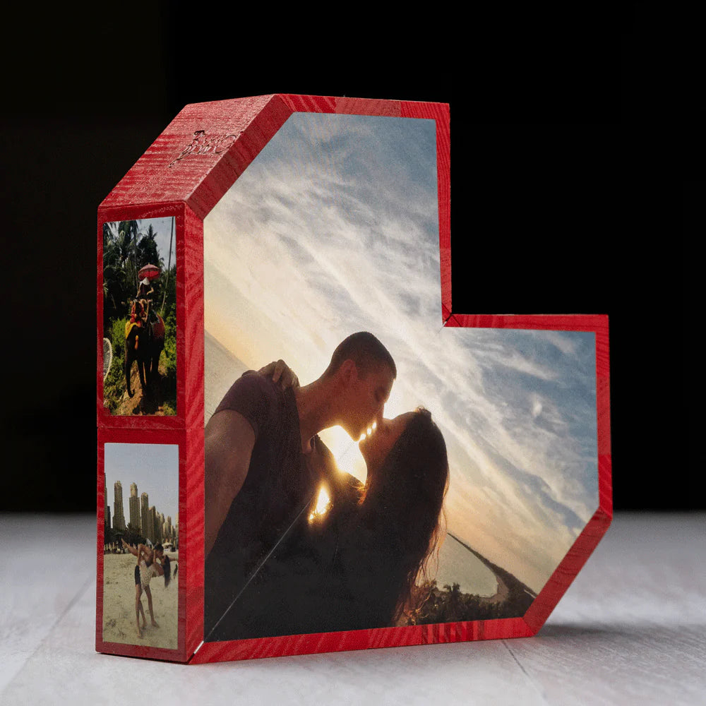 Custom Heart Photo Cube, Heart Photo Cube Album, Best Gift for Valentine, gift for him her