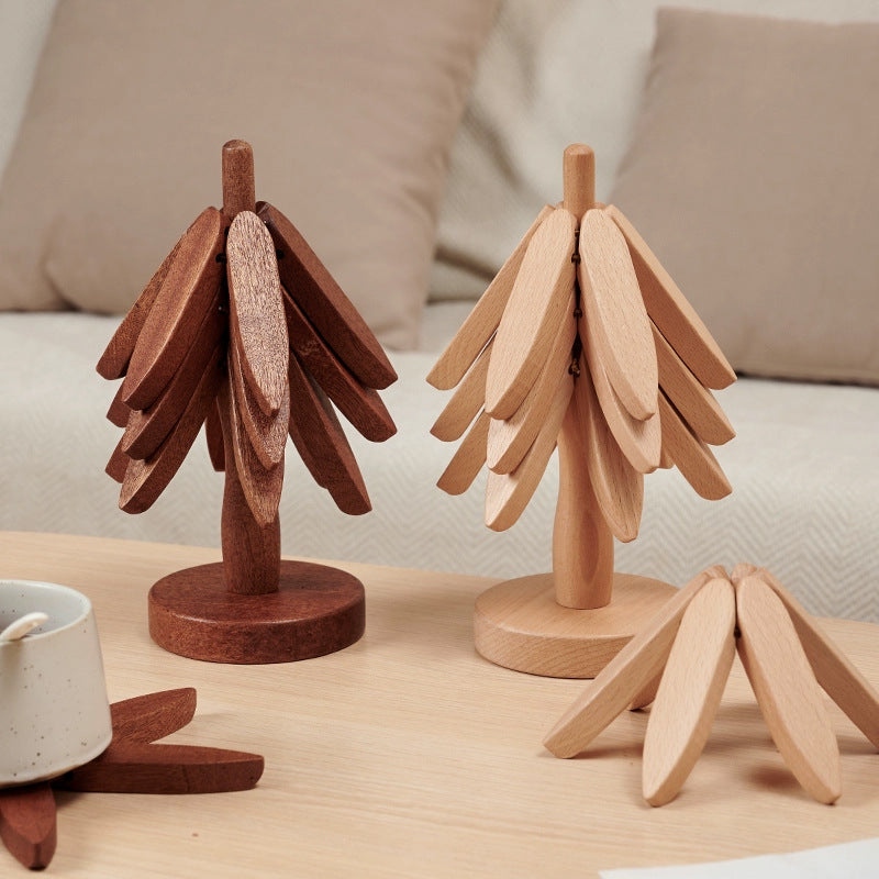 Wooden Tree Heat Resistant Coaster Set