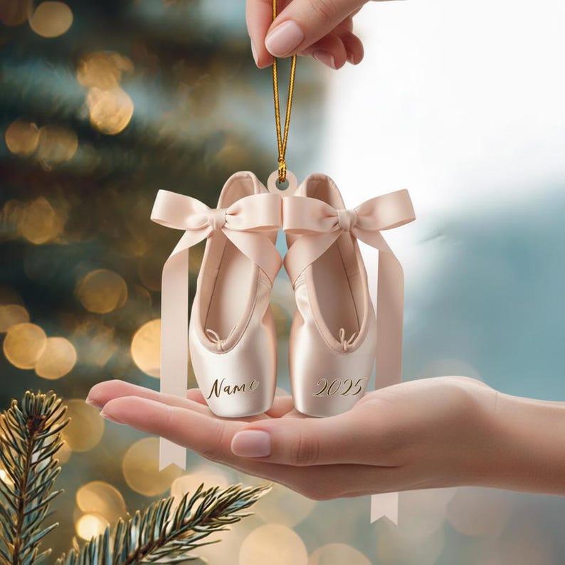 Custom Name Ballet Shoes Ornament: Personalized Christmas Tree Decoration
