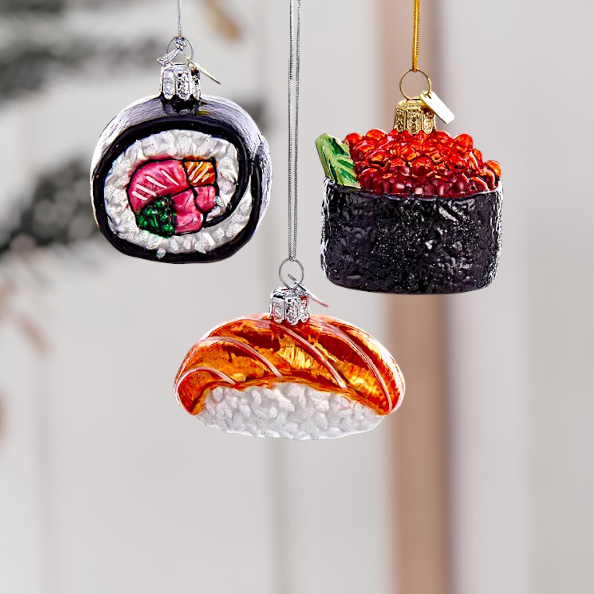 Acrylic Sushi Christmas Ornaments – Foodie Tree Decor, Set of 3