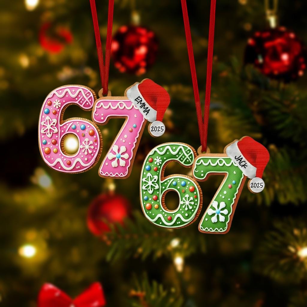Custom '6 7' Christmas Ornament, Gen Z Slang Meme Gift