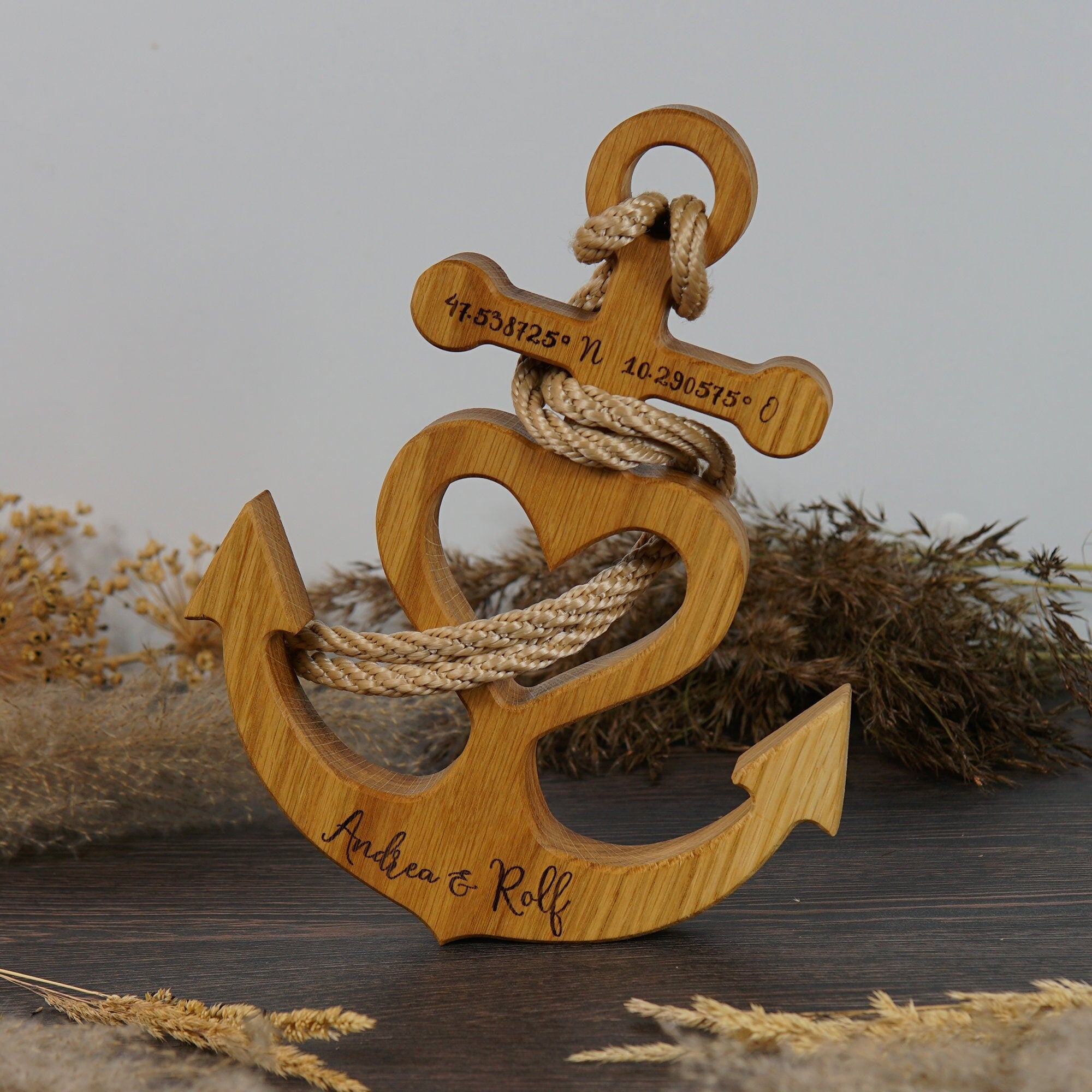Personalized anchor with heart as a housewarming gift for couples or weddings