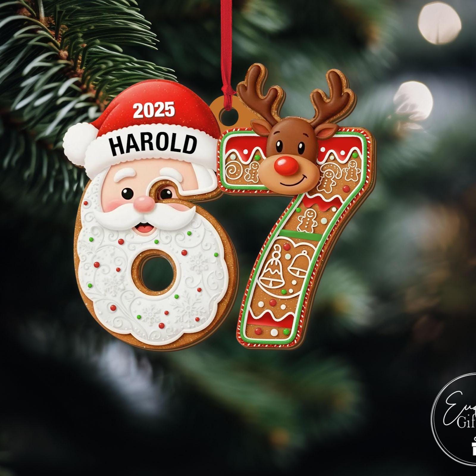 Custom Six Seven Christmas Ornament, Funny Teen Slang Ornament, Gen Z Teenager Tween Ornament