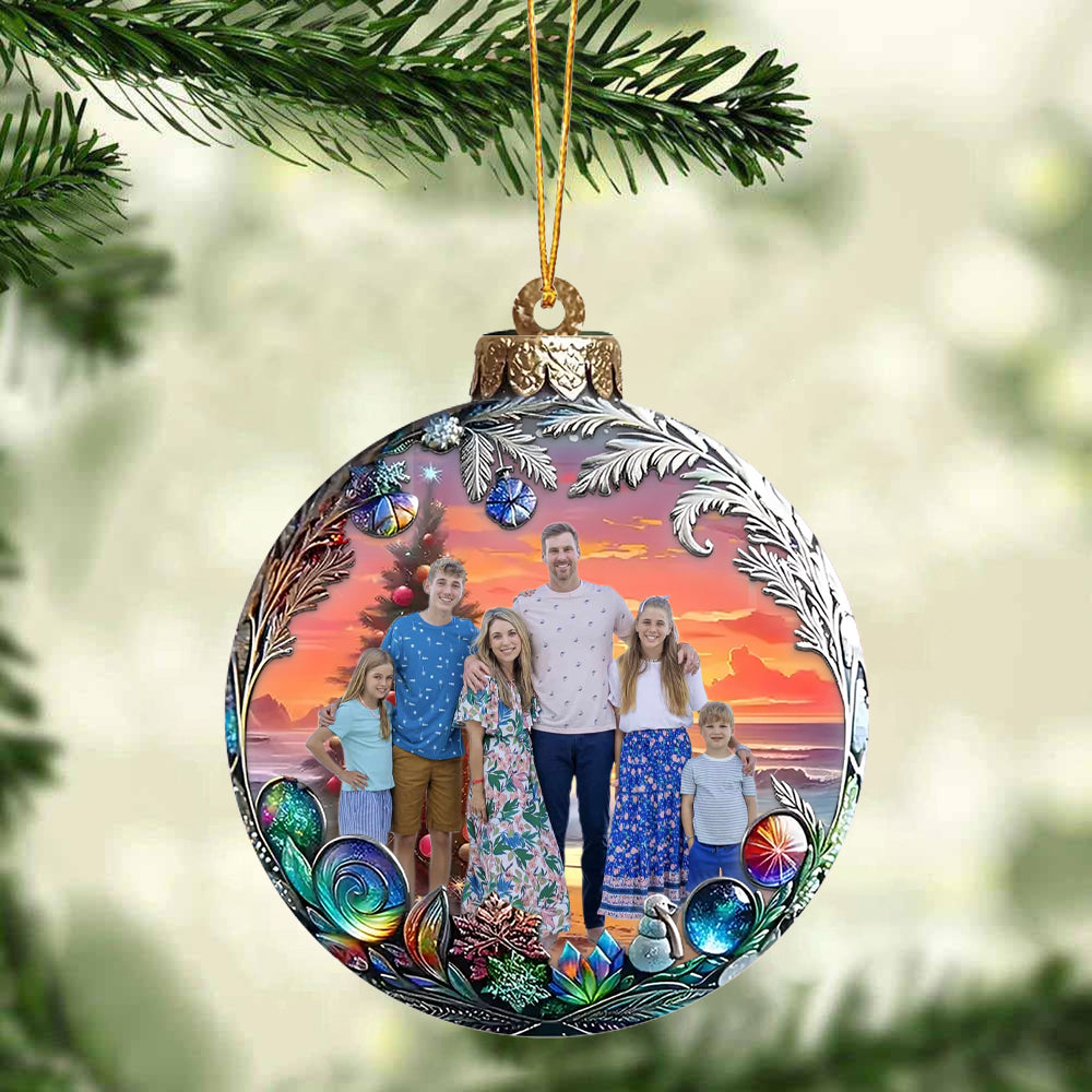 Custom Photo Christmas Good Cheer Is Found With Family - Family Personalized Custom Ornament