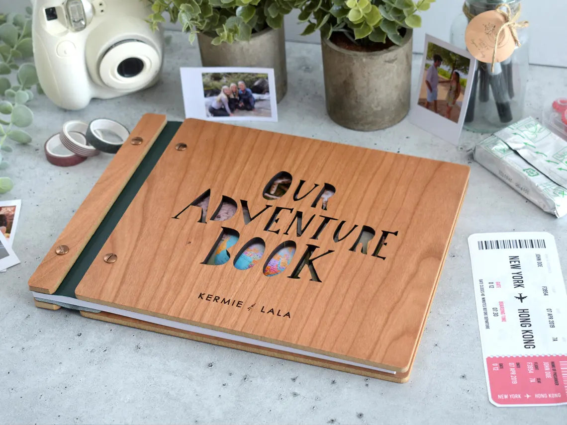 Adventure Book Scrapbook Valentines Gift for him, Personalized Anniversary Gift for her, Travel Scrapbook, Couples gift
