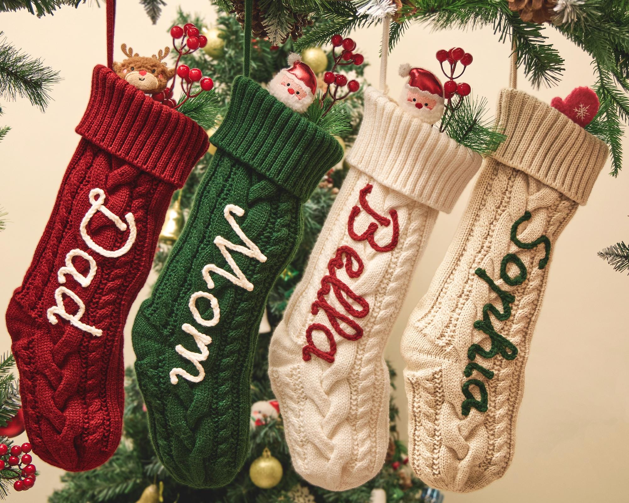 Personalized Christmas Stockings with name, Custom Knitted Stocking,Family Christmas Stockings