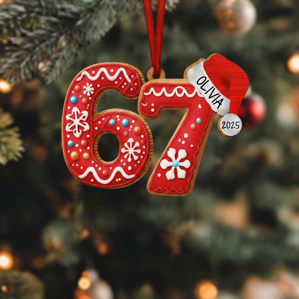 Custom '6 7' Christmas Ornament, Gen Z Slang Meme Gift