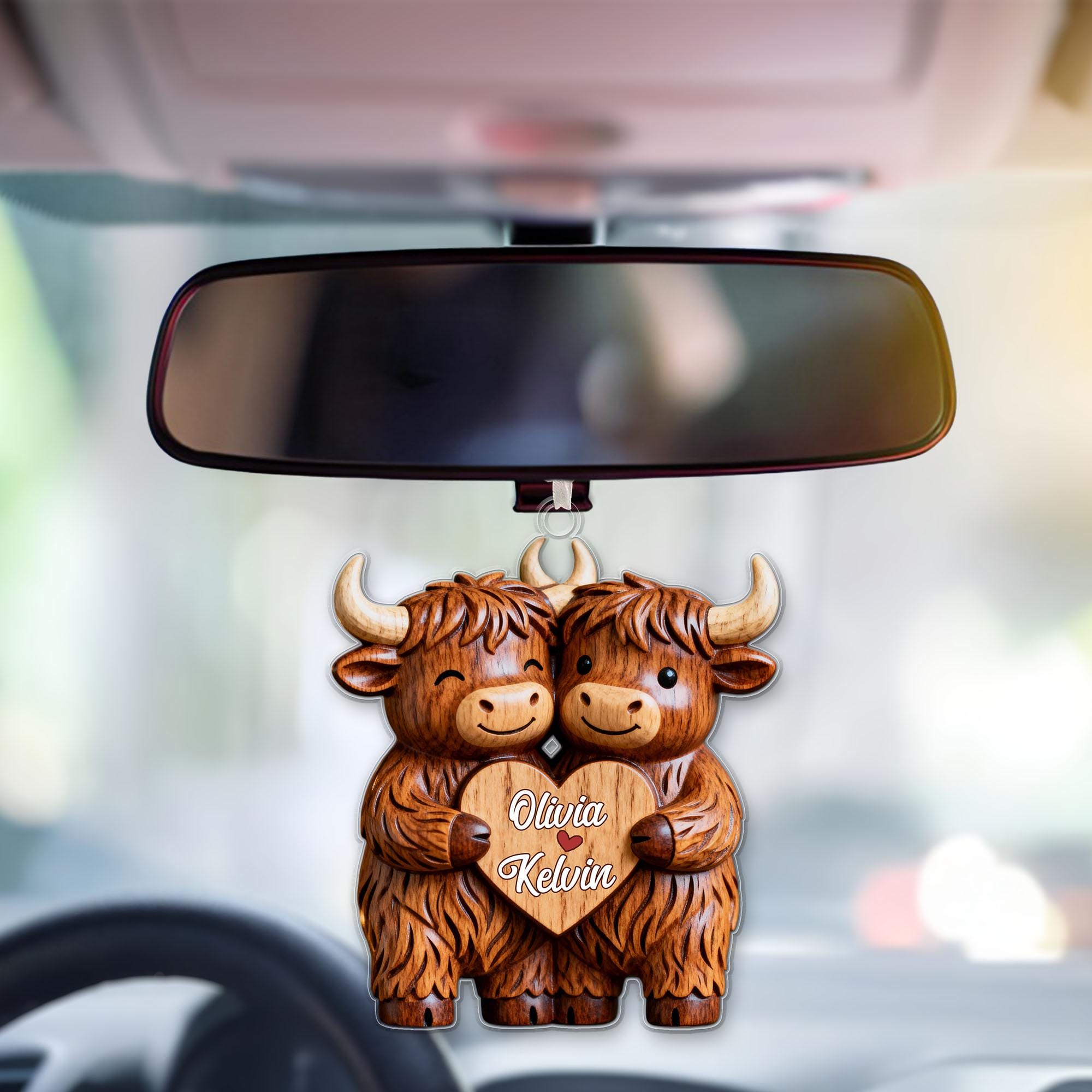 Highland Cowl Couple Acrylic Ornament,Personalized Name Christmas Gift For Couples,Keepsake Christmas 2025,Gift For Her,For Boy,Couple Gift