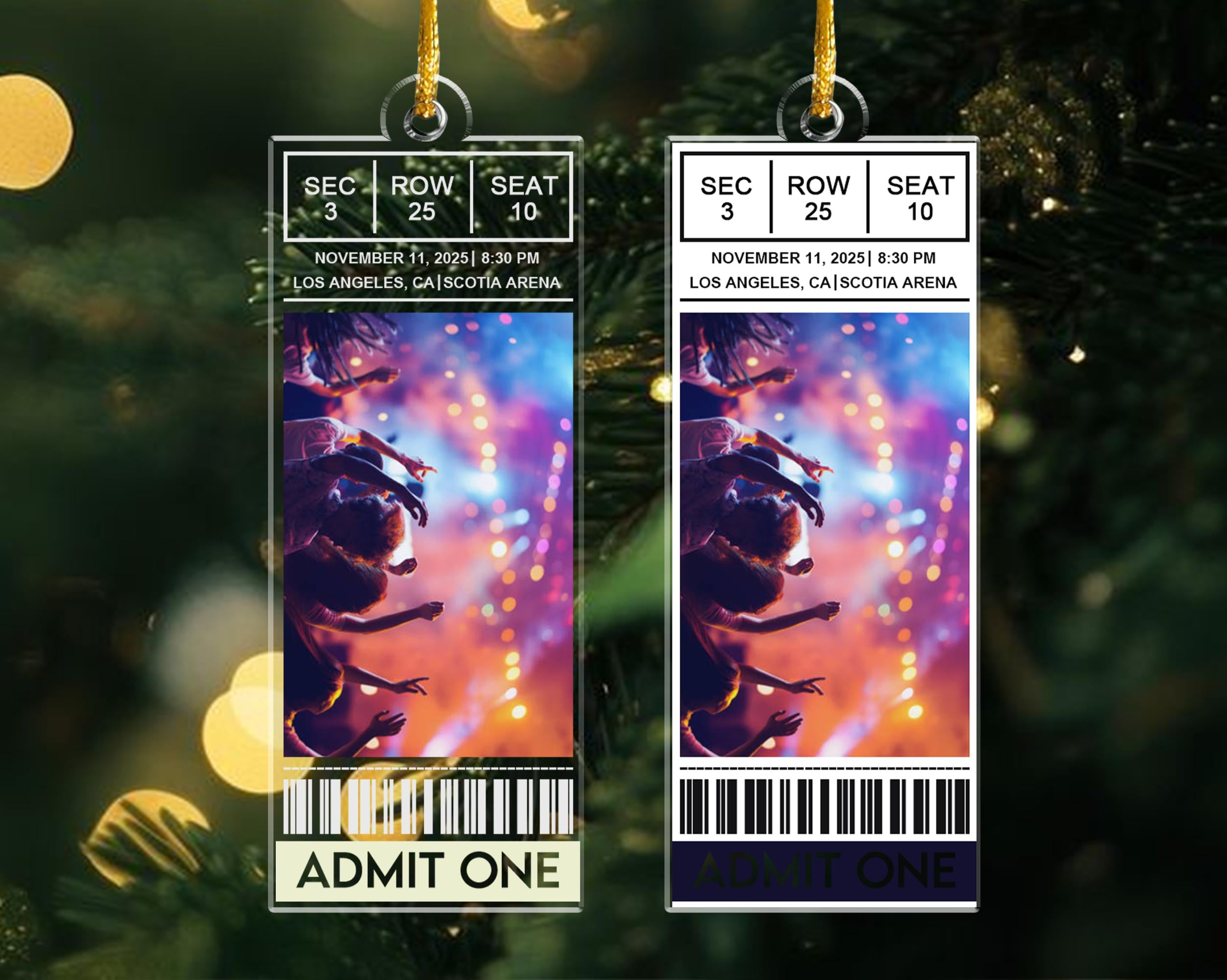 Personalized Concert Ticket Acrylic Ornament: Favorite Music Keepsake Gift, Personalized Music Event Keepsake, Any Band, Concert, Live Show