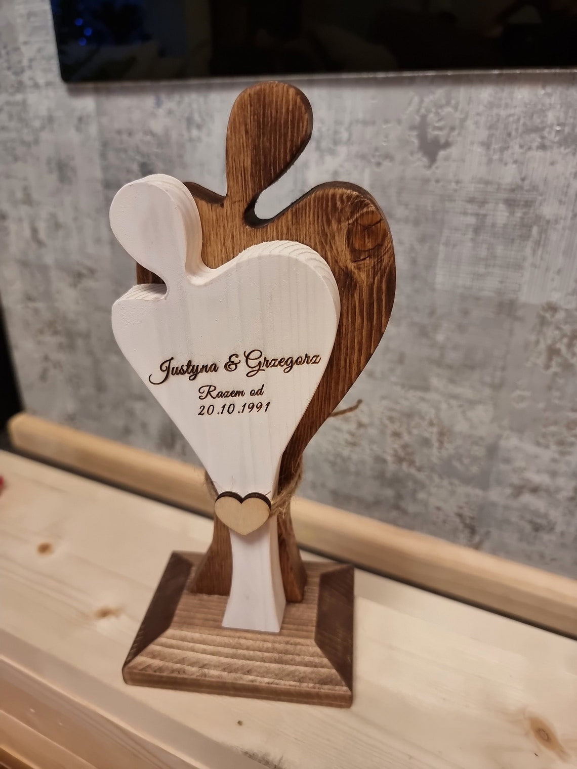 Personalized Wooden Sculpture, He and She Together Gift, Wedding, Anniversary, Valentine, Love, Always Forever