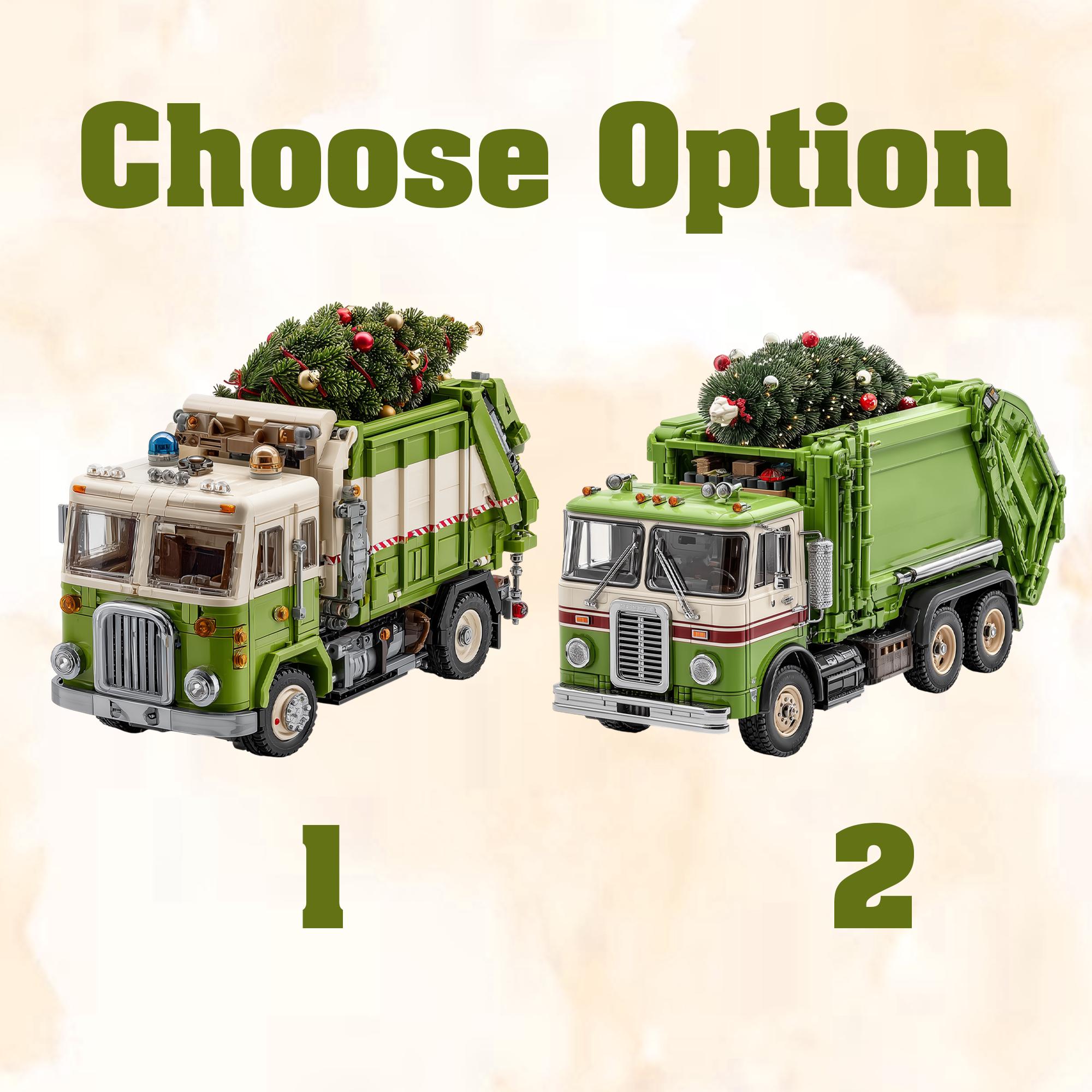Garbage Truck Christmas Ornament, Green Sanitation Truck with Christmas Tree, Personalized Name Year, Recycling Worker Gift, Holiday 2025
