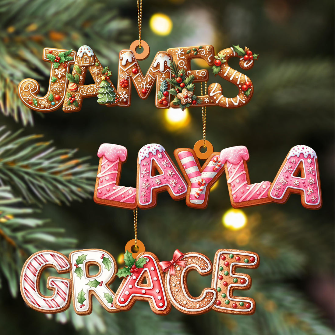 Custom Gingerbread Alphabet Ornaments, Personalised Christmas Decorations, Personalised Christmas Baubles, Christmas Name Tags, Kids Gifts