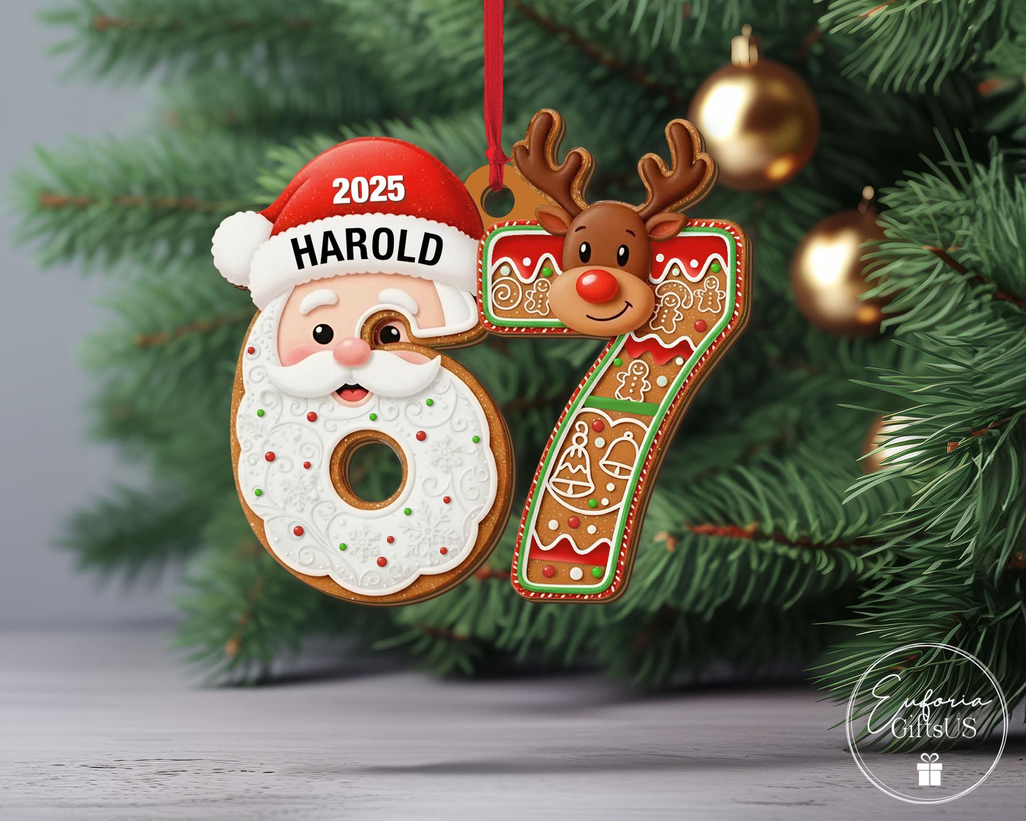 Custom Six Seven Christmas Ornament, Funny Teen Slang Ornament, Gen Z Teenager Tween Ornament