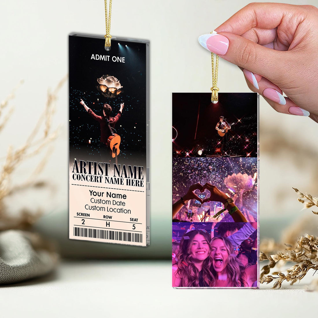 Personalized Acrylic Favorite Concert Ticket Ornament