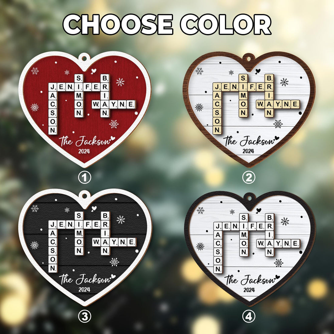 Family Crossword Ornament, Personalized Grandparents Christmas Ornaments, Family Christmas Gifts, Grandkids Crossword Puzzle Acrylic Ornament