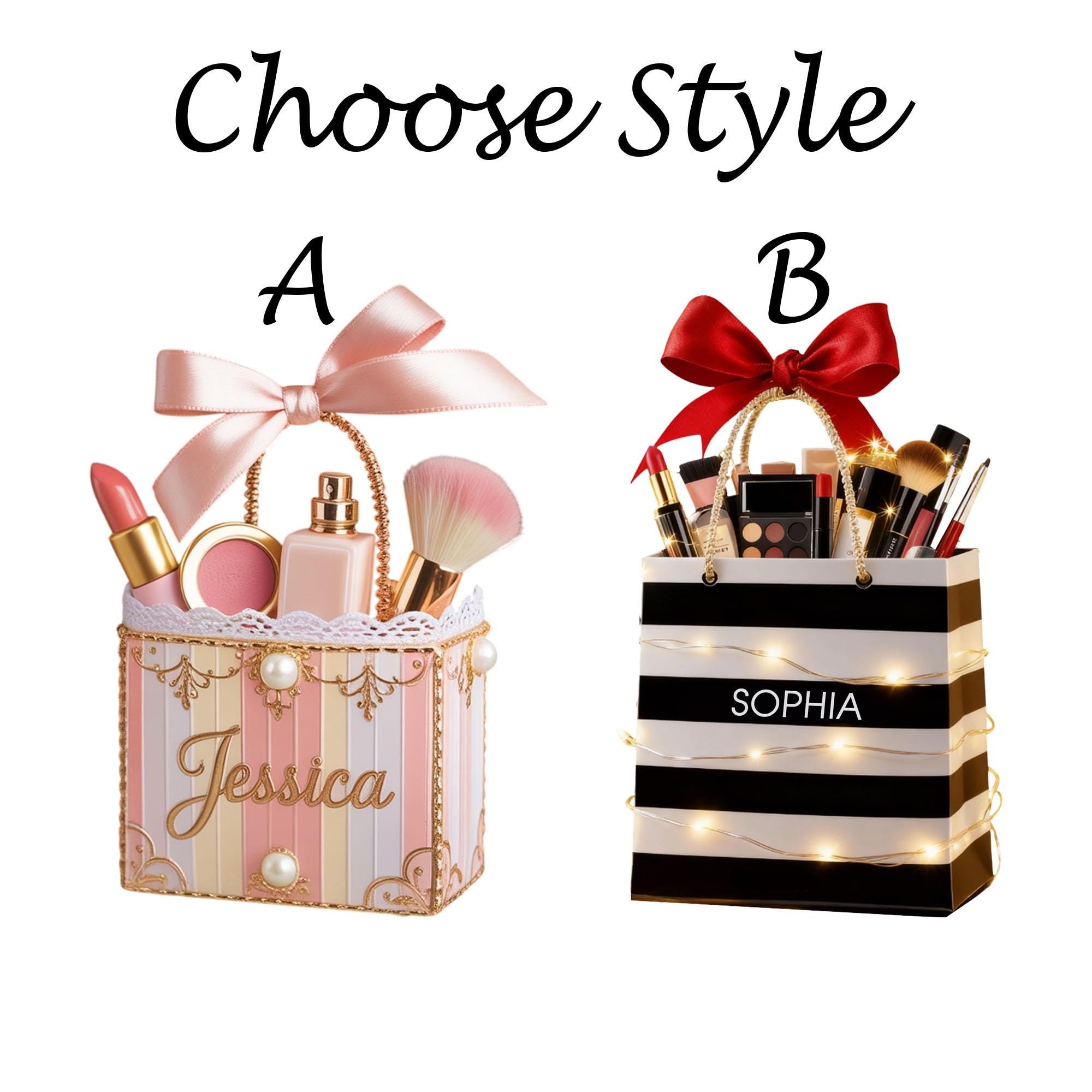 Custom Makeup Ornament with Name, Personalized Beauty Brush Christmas Tree Decoration – Special Gift for Makeup Lovers, Her