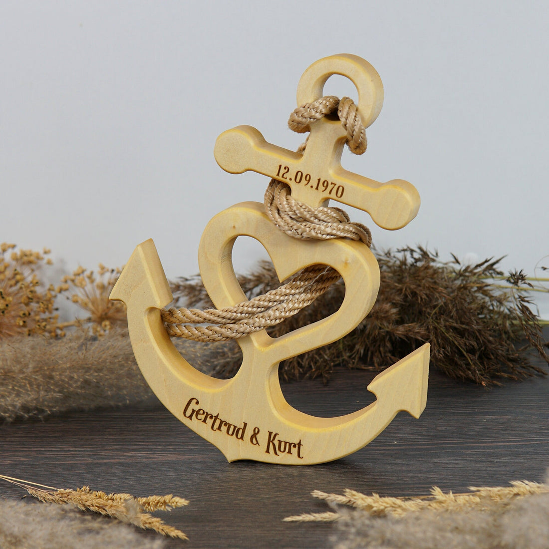 Personalized anchor with heart as a housewarming gift for couples or weddings