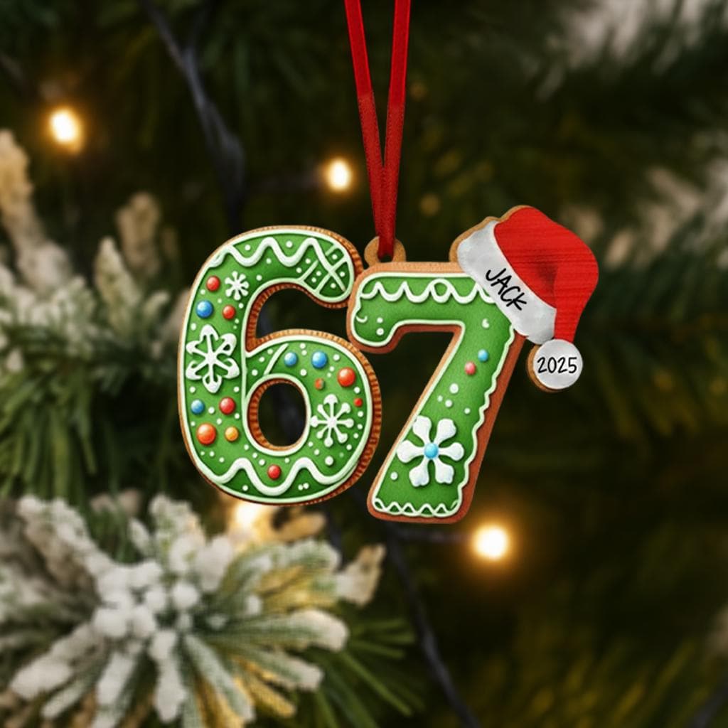 Custom '6 7' Christmas Ornament, Gen Z Slang Meme Gift