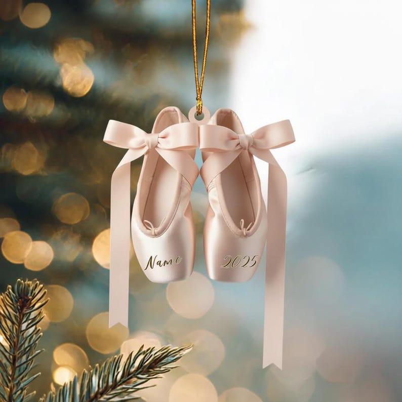Custom Name Ballet Shoes Ornament: Personalized Christmas Tree Decoration