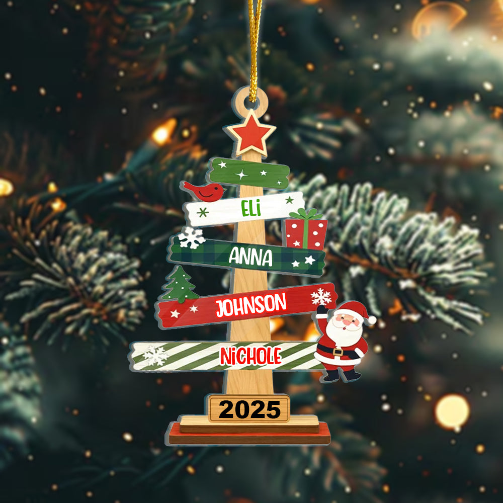 Our Family Christmas Tree Acrylic Ornament - Personalized Christmas Gifts For Mom, Dad, Kids, Family