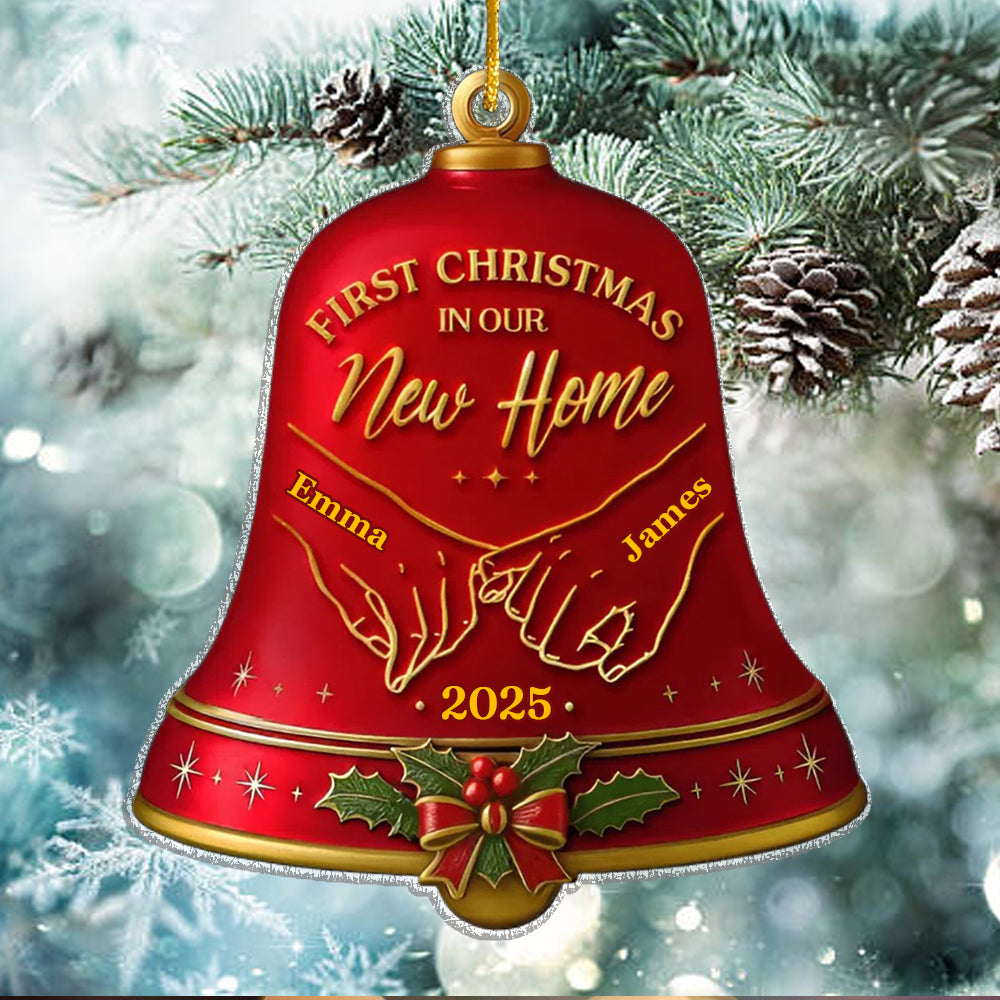 Custom Acrylic Ornament - Personalized Anniversary Christmas Wedding Gifts For Husband And Wife, Him And Her - Together Under The Christmas Bells