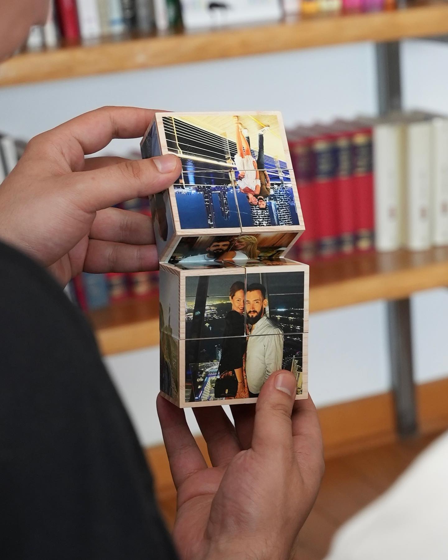 Custom Photo Cube, Photo Cube Album, Wooden and personalized, gift for him her