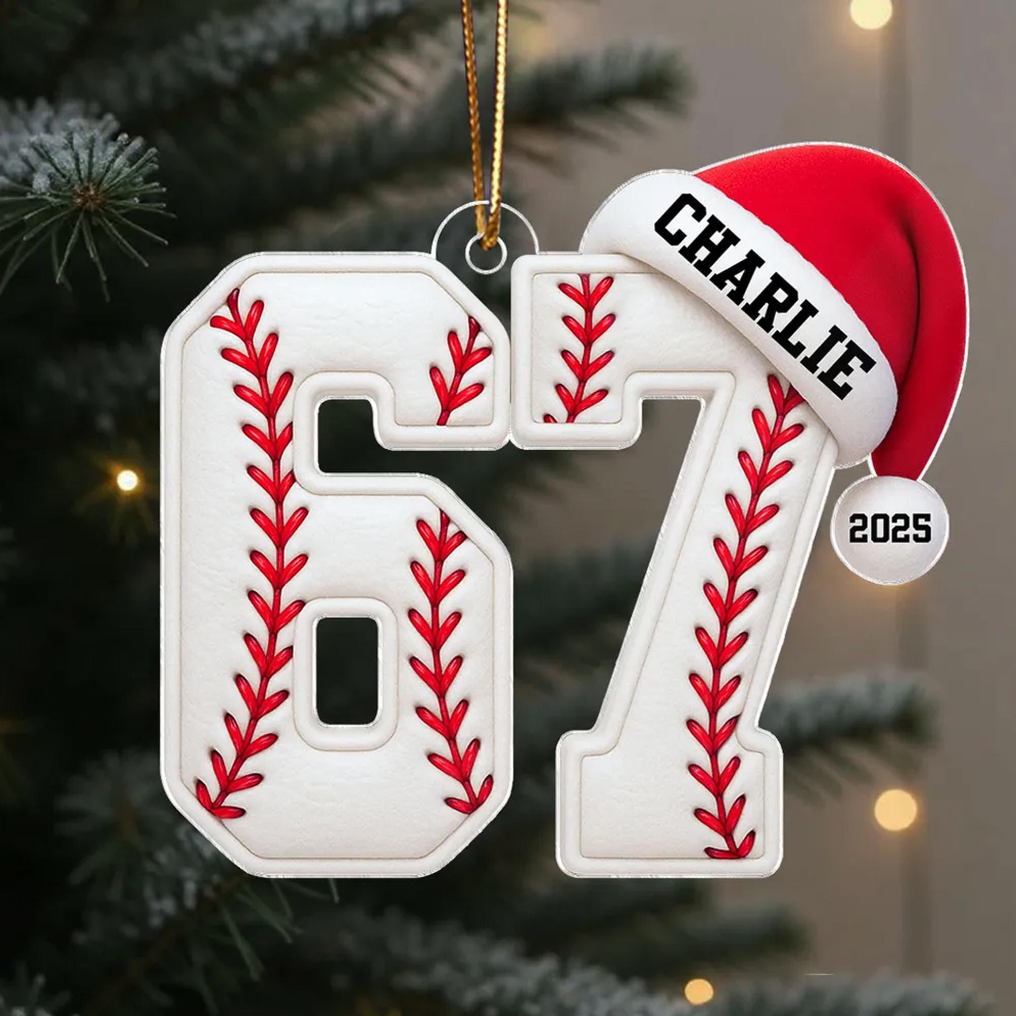 Funny Six Seven 67 Sports Ornament, Personalized Acrylic Sport Ornament, Funny Teenager Christmas Gifts, Teen Slang Ornament, Sports Lover