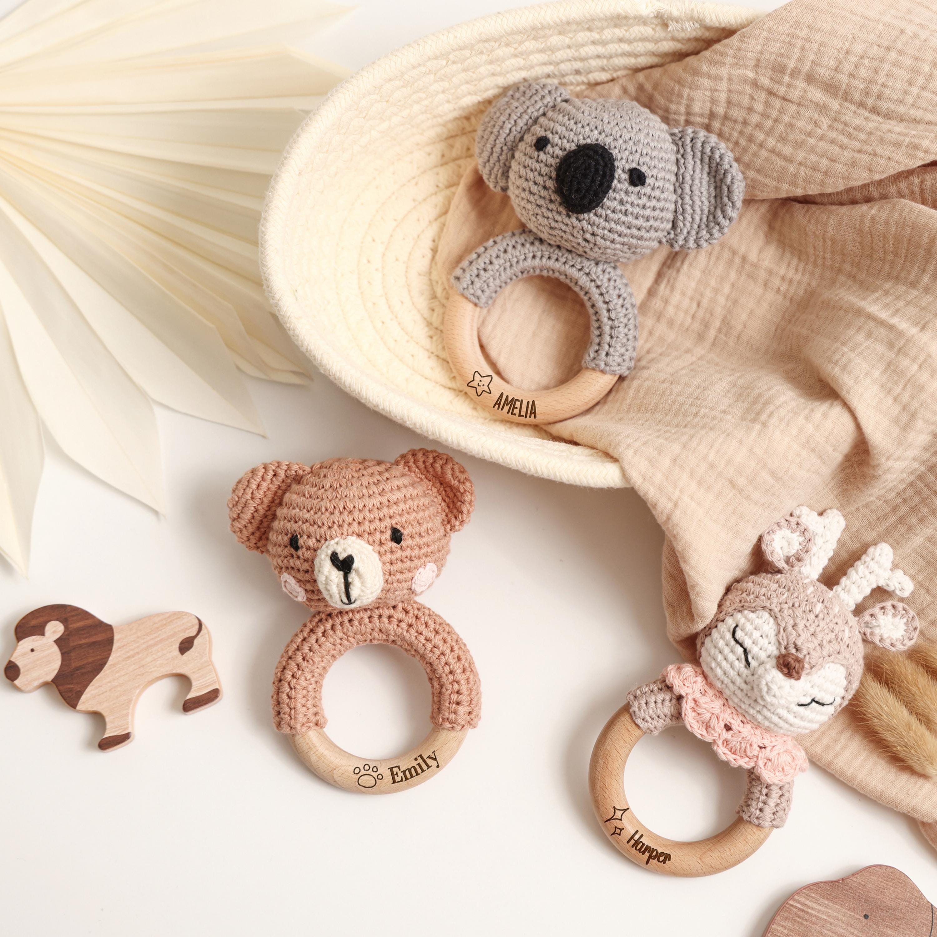 Custom Name Baby Rattle, Engraved Infant Gift, Baby Shower Present, Handmade Newborn Keepsake Toy