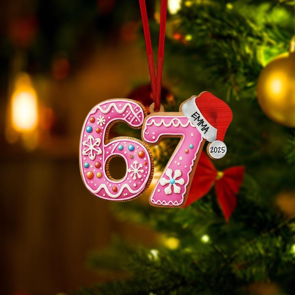 Custom '6 7' Christmas Ornament, Gen Z Slang Meme Gift