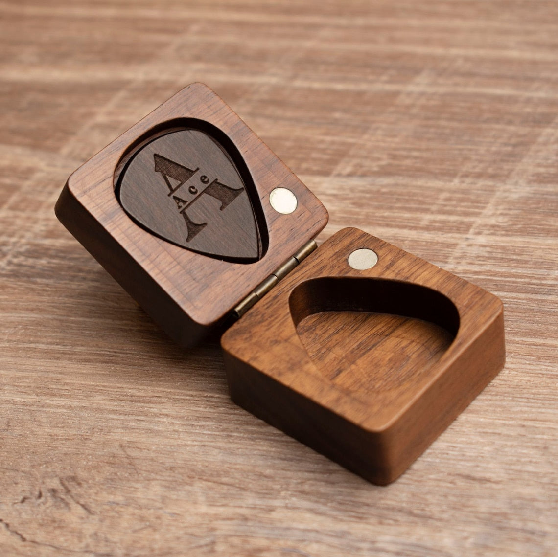 Personalized Wooden Guitar Picks with Case, Custom Guitar Pick Holder