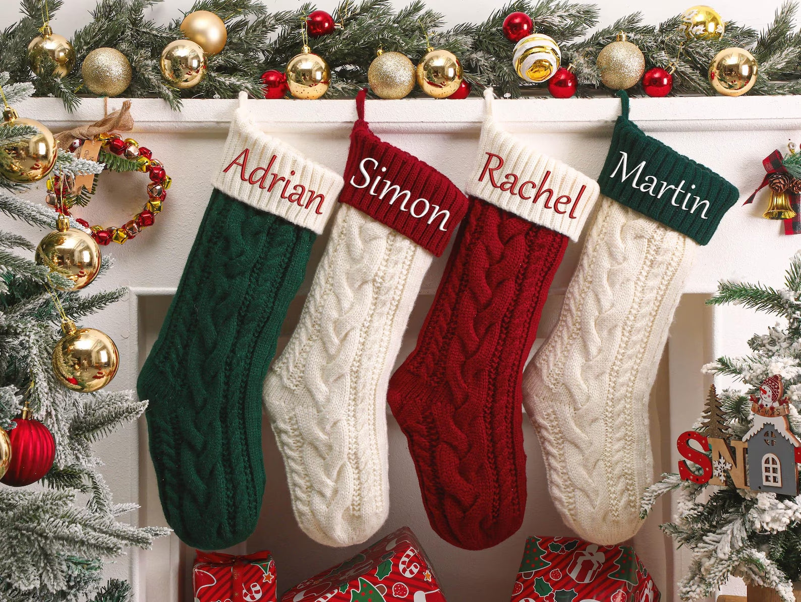 Embroidered Christmas Stockings - Personalized Stocking - Christmas gift - Custom Name Stocking