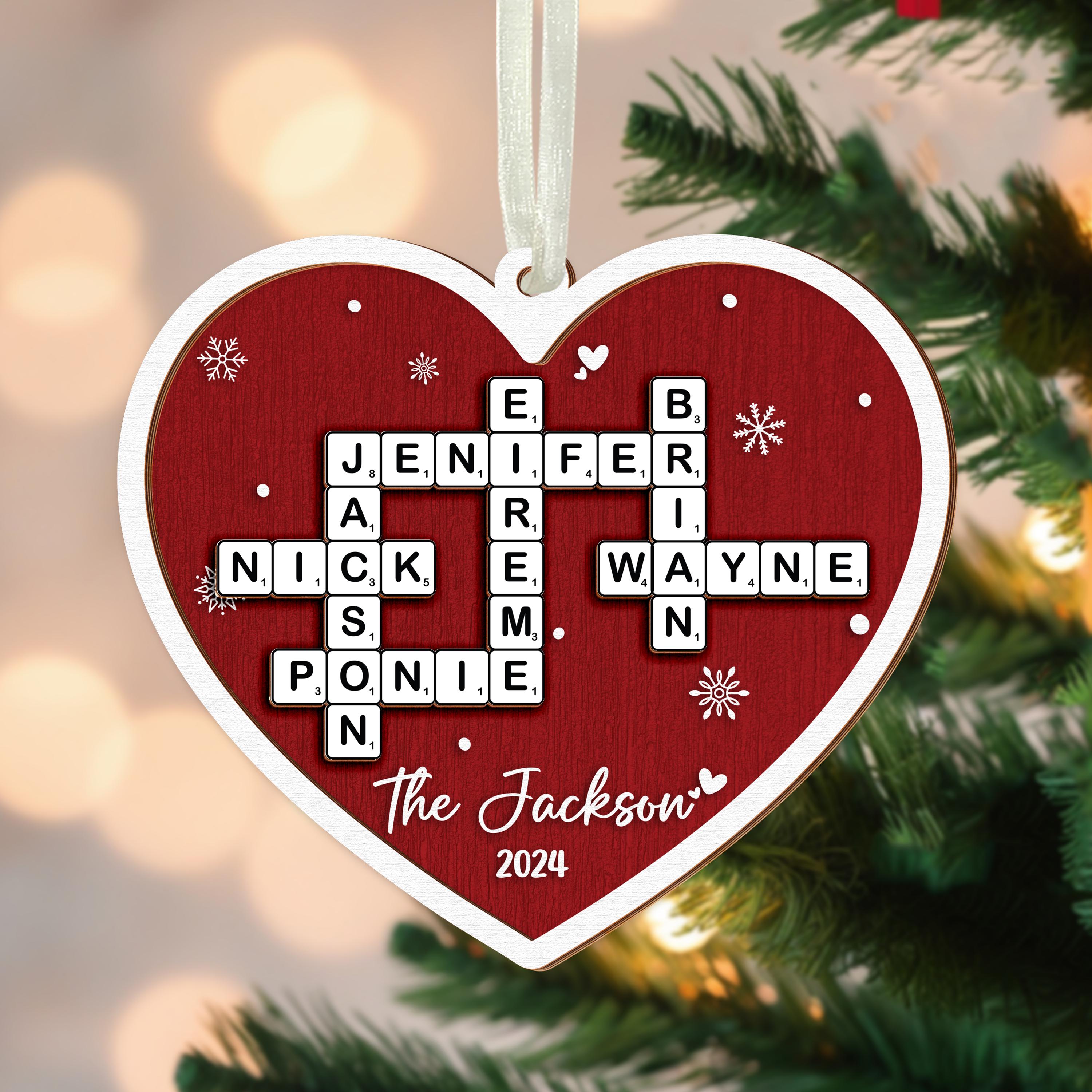 Family Crossword Ornament, Personalized Grandparents Christmas Ornaments, Family Christmas Gifts, Grandkids Crossword Puzzle Acrylic Ornament