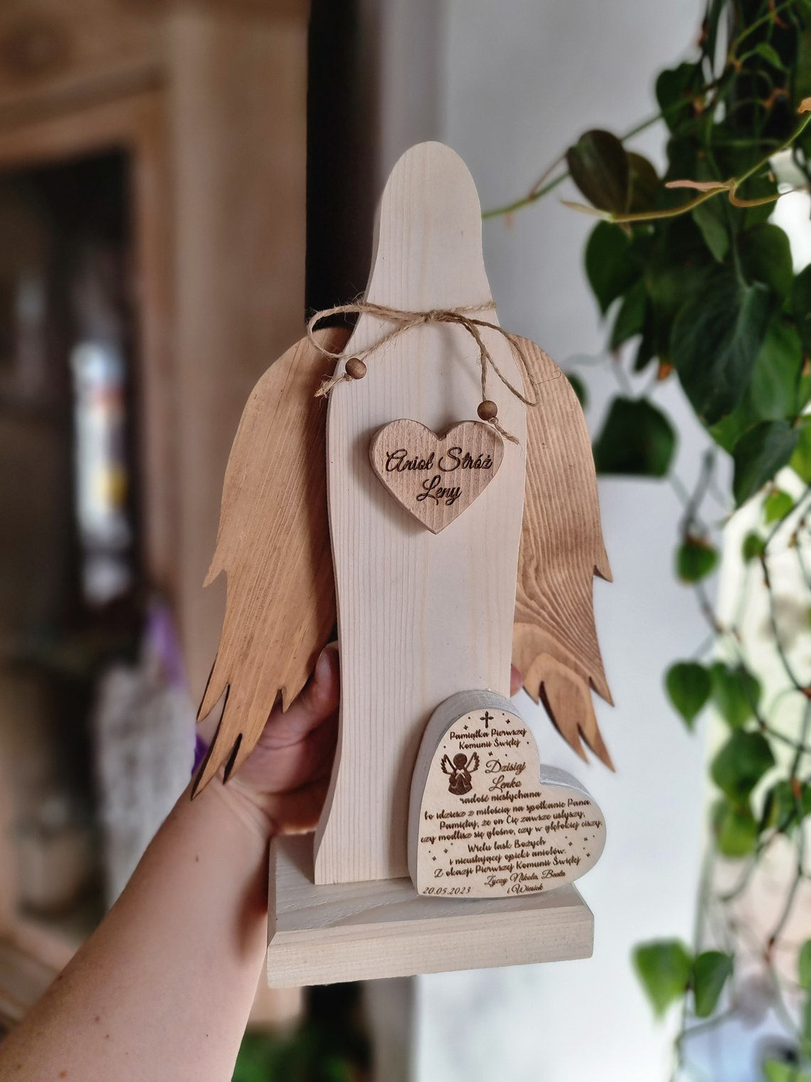 Personalised Solid Wood Angel, Guardian Angel, HandMade Angel, Rustic Angel Ornaments Decoration