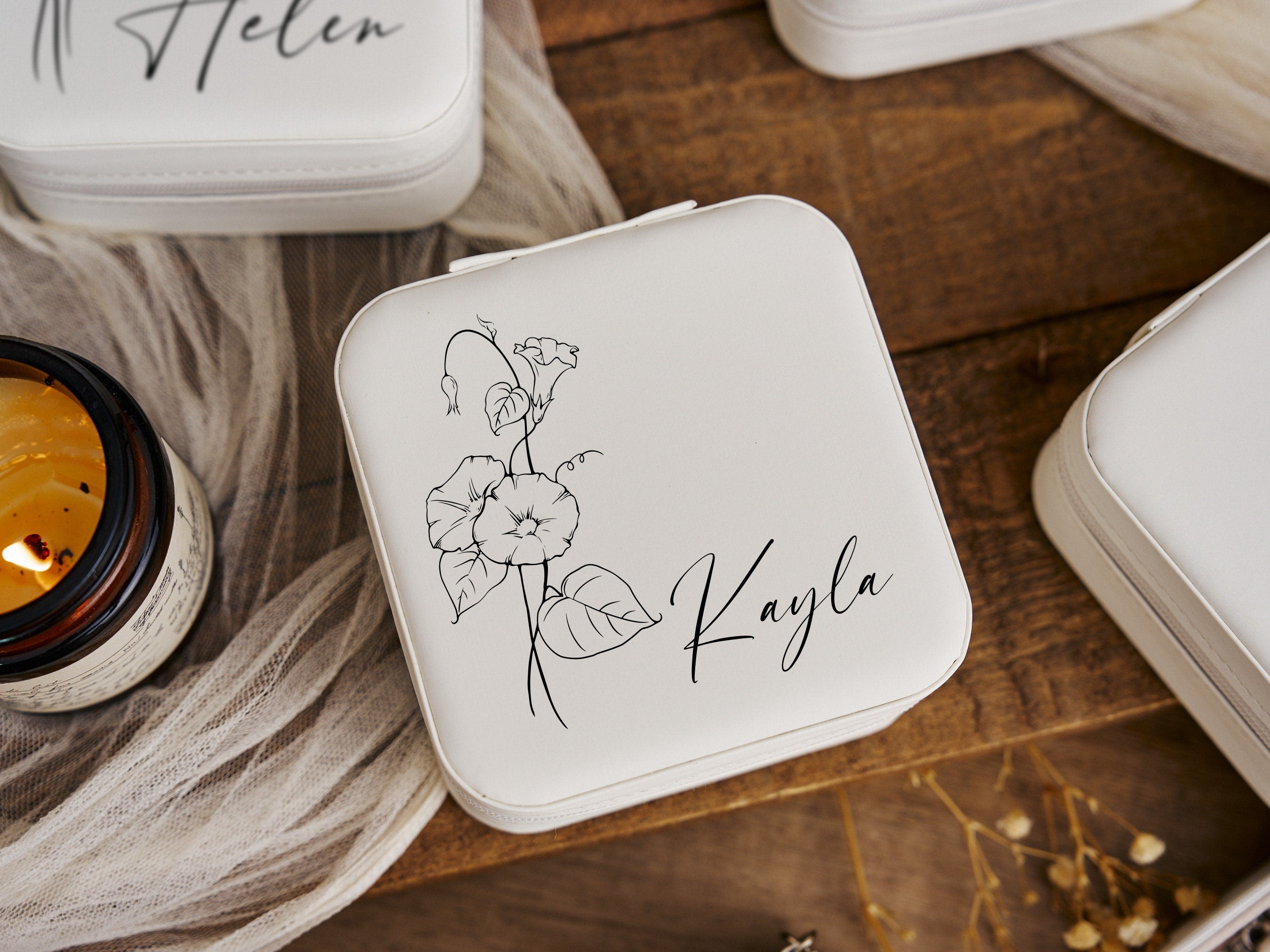 Personalized travel jewelry box, small square earring organizer, bridesmaid gifts box for sister, friend