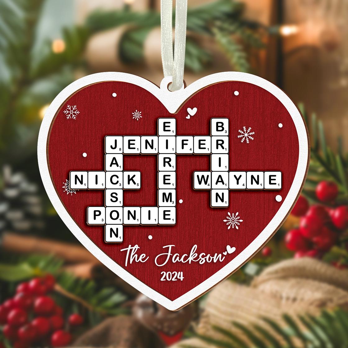 Family Crossword Ornament, Personalized Grandparents Christmas Ornaments, Family Christmas Gifts, Grandkids Crossword Puzzle Acrylic Ornament