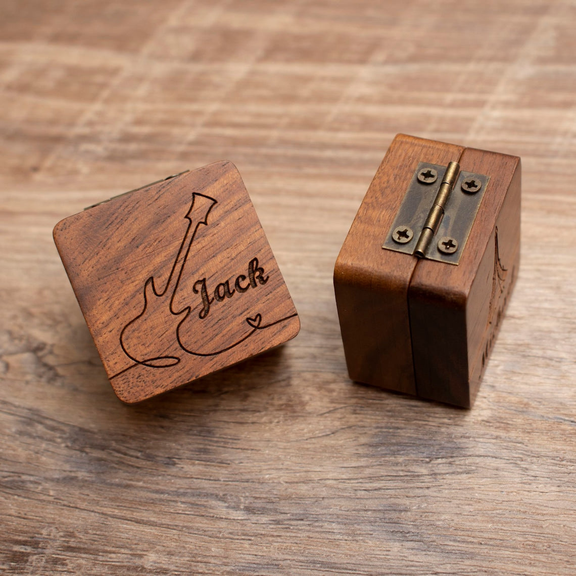 Personalized Wooden Guitar Picks with Case, Custom Guitar Pick Holder