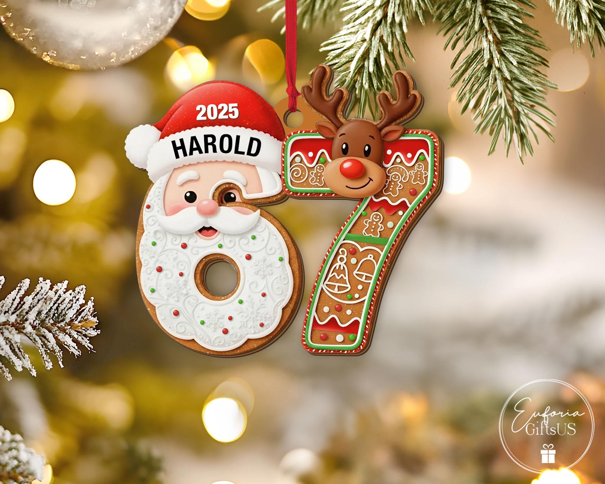 Custom Six Seven Christmas Ornament, Funny Teen Slang Ornament, Gen Z Teenager Tween Ornament