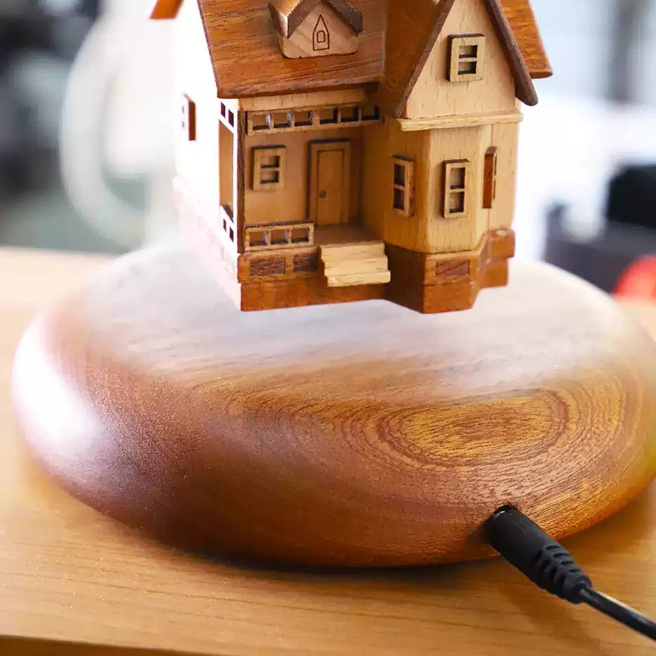Magnetic levitation flying house travel story ornaments solid wood, Gift for your family