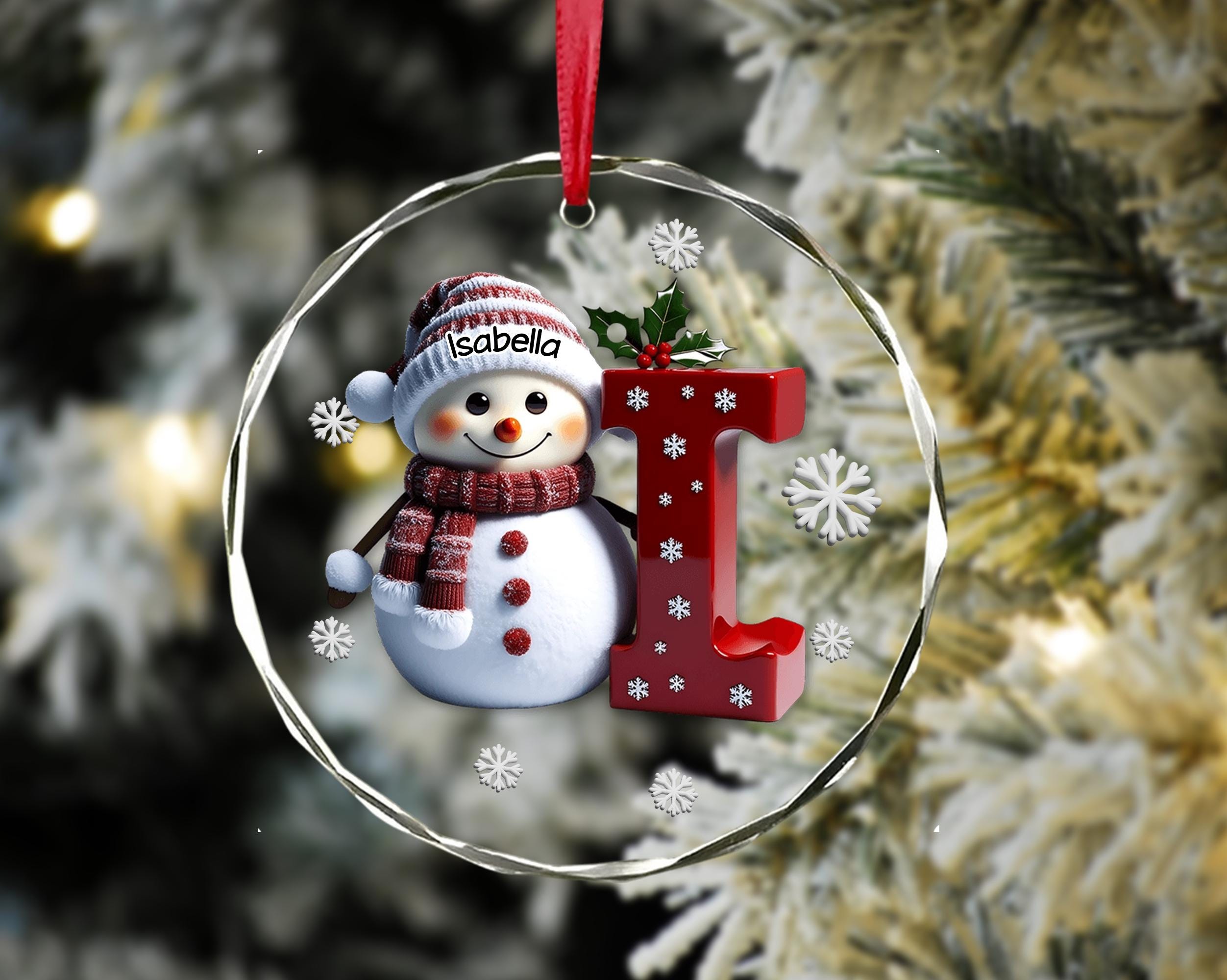 Personalized Snowman Letter Ornament, Custom Christmas Initial Ornament, Alphabet Ornament, Custom Kids Name Ornament, Kids Christmas Gifts