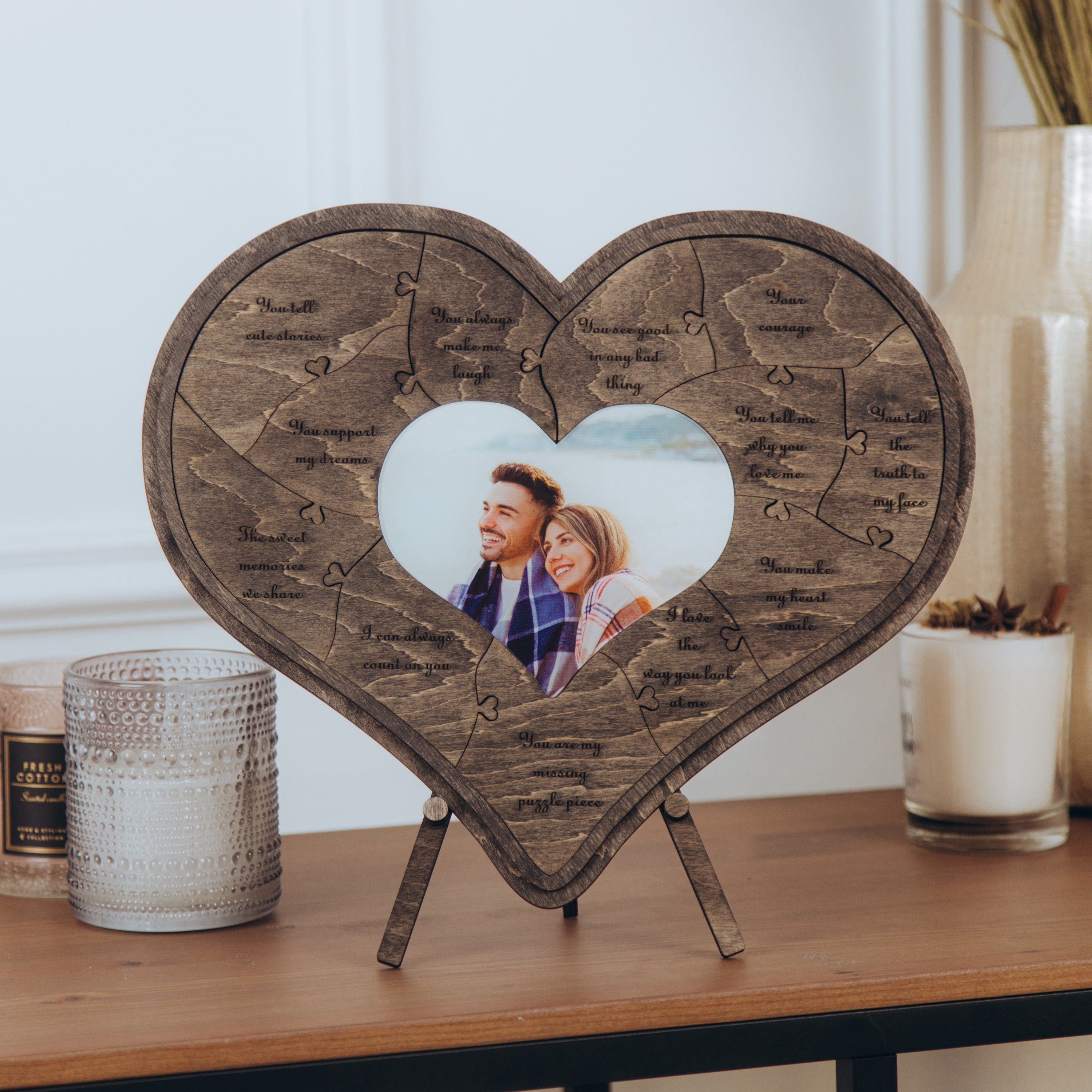 12 Reasons Why I Love You Unique Wooden Puzzle Valentine Gifts for Him Fathers Day Gift For Her Gift For Dad Wedding Gift