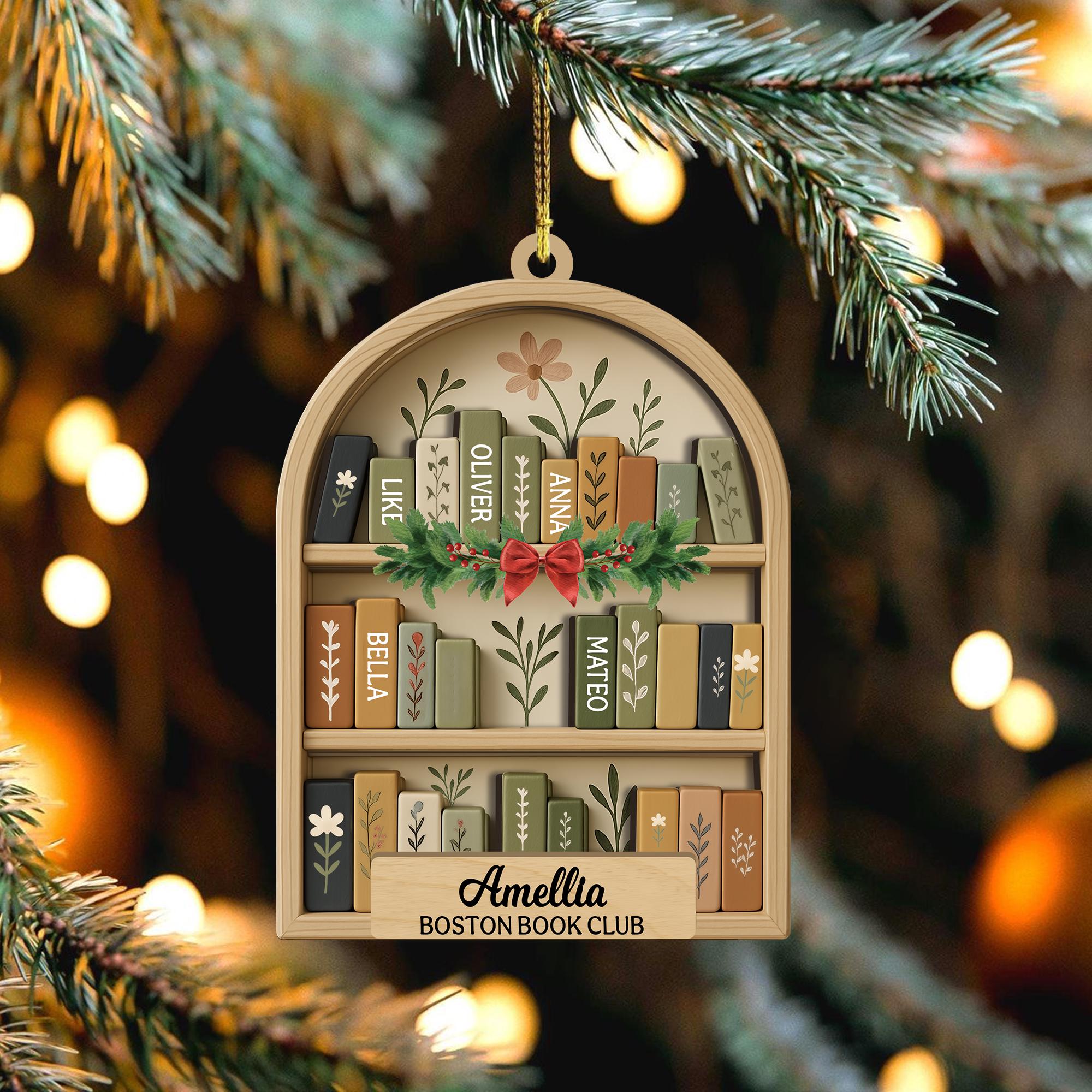 Personalized Book Club Christmas Acrylic Ornament, Christmas Books Ornaments, Gift for Librarian or Reader