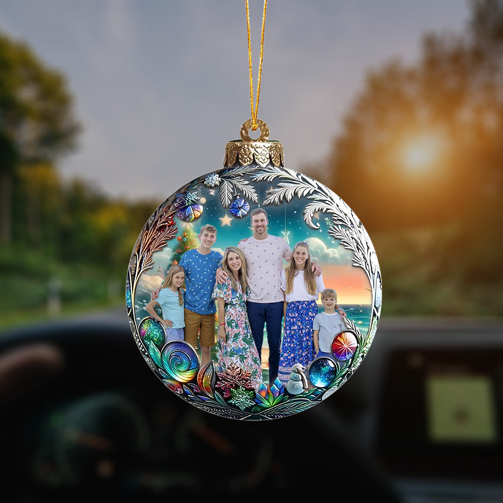 Custom Photo Christmas Good Cheer Is Found With Family - Family Personalized Custom Ornament