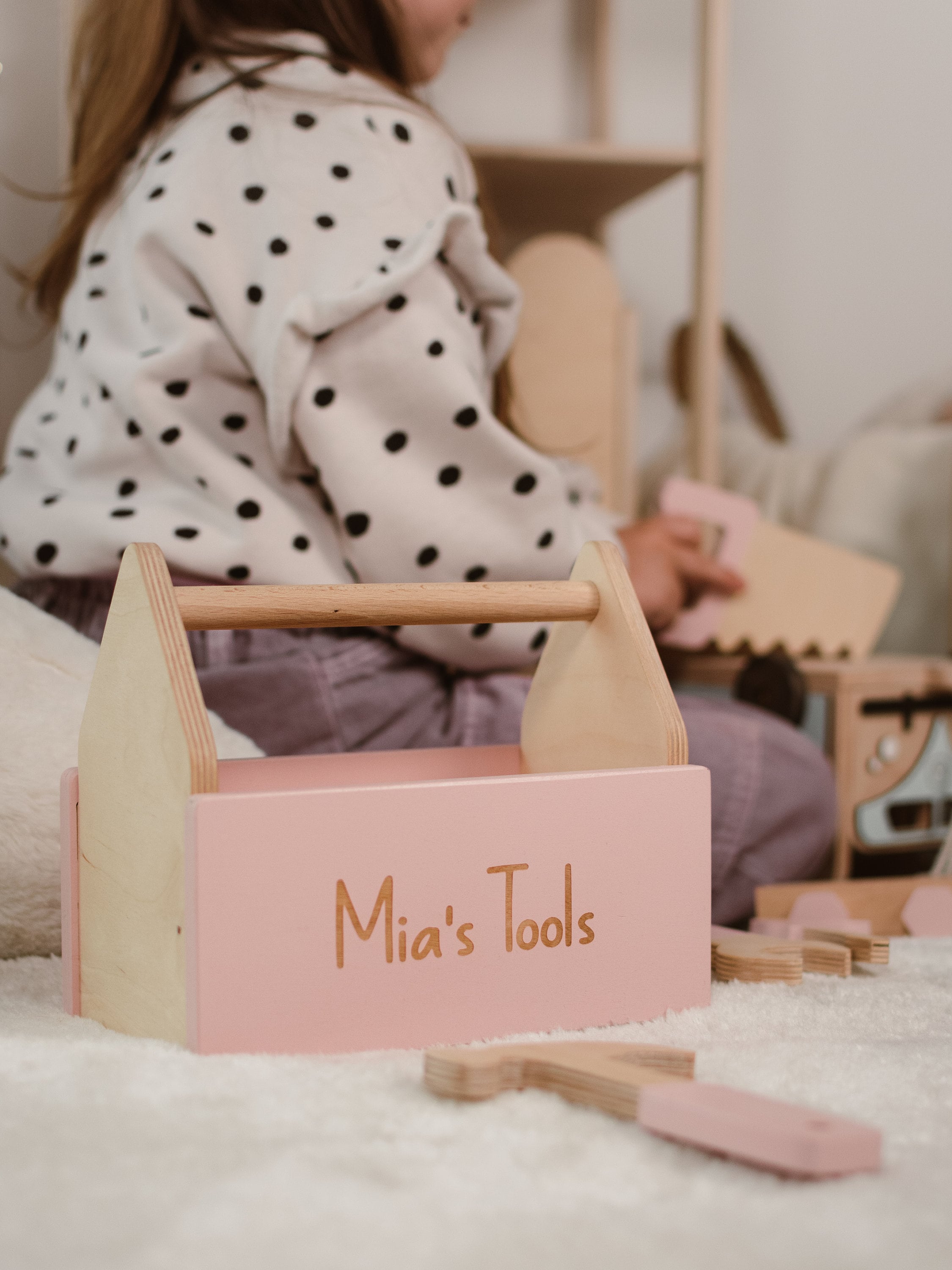 Wooden Kids Tools Box With Geoboard Personalized Baby Gift Toys For Boy Nephew Toddler Learning Toys