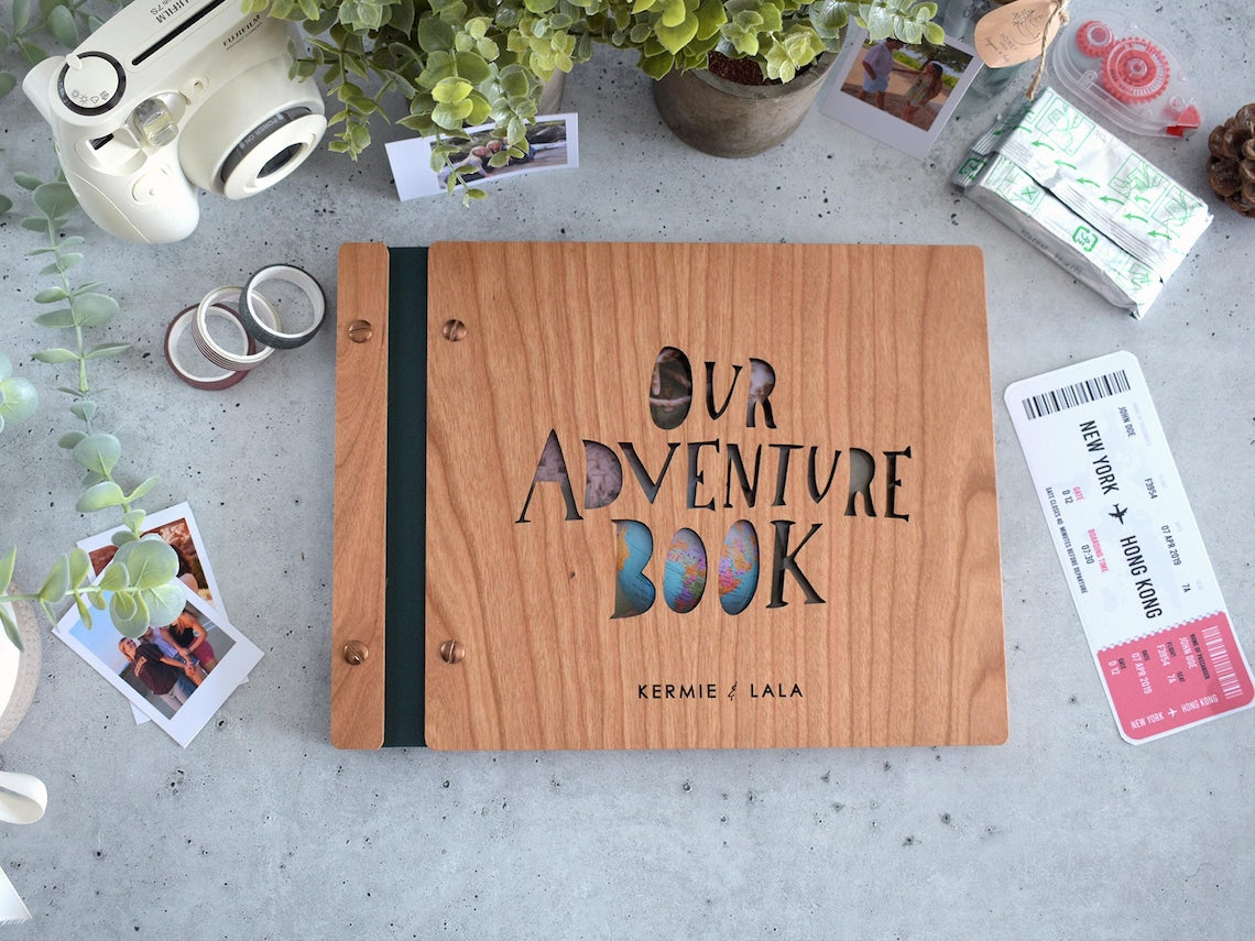 Adventure Book Scrapbook Valentines Gift for him, Personalized Anniversary Gift for her, Travel Scrapbook, Couples gift