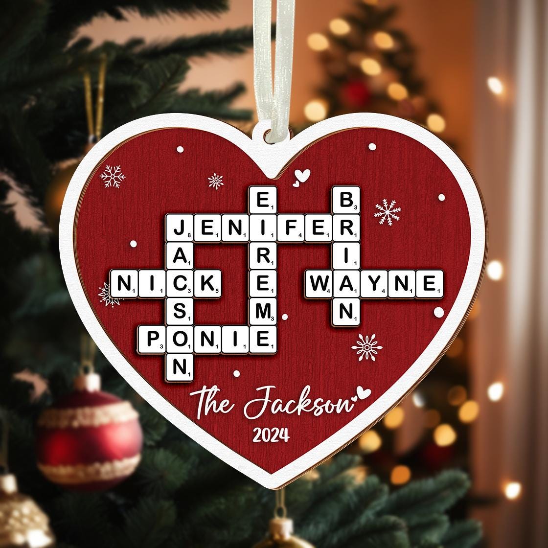 Family Crossword Ornament, Personalized Grandparents Christmas Ornaments, Family Christmas Gifts, Grandkids Crossword Puzzle Acrylic Ornament