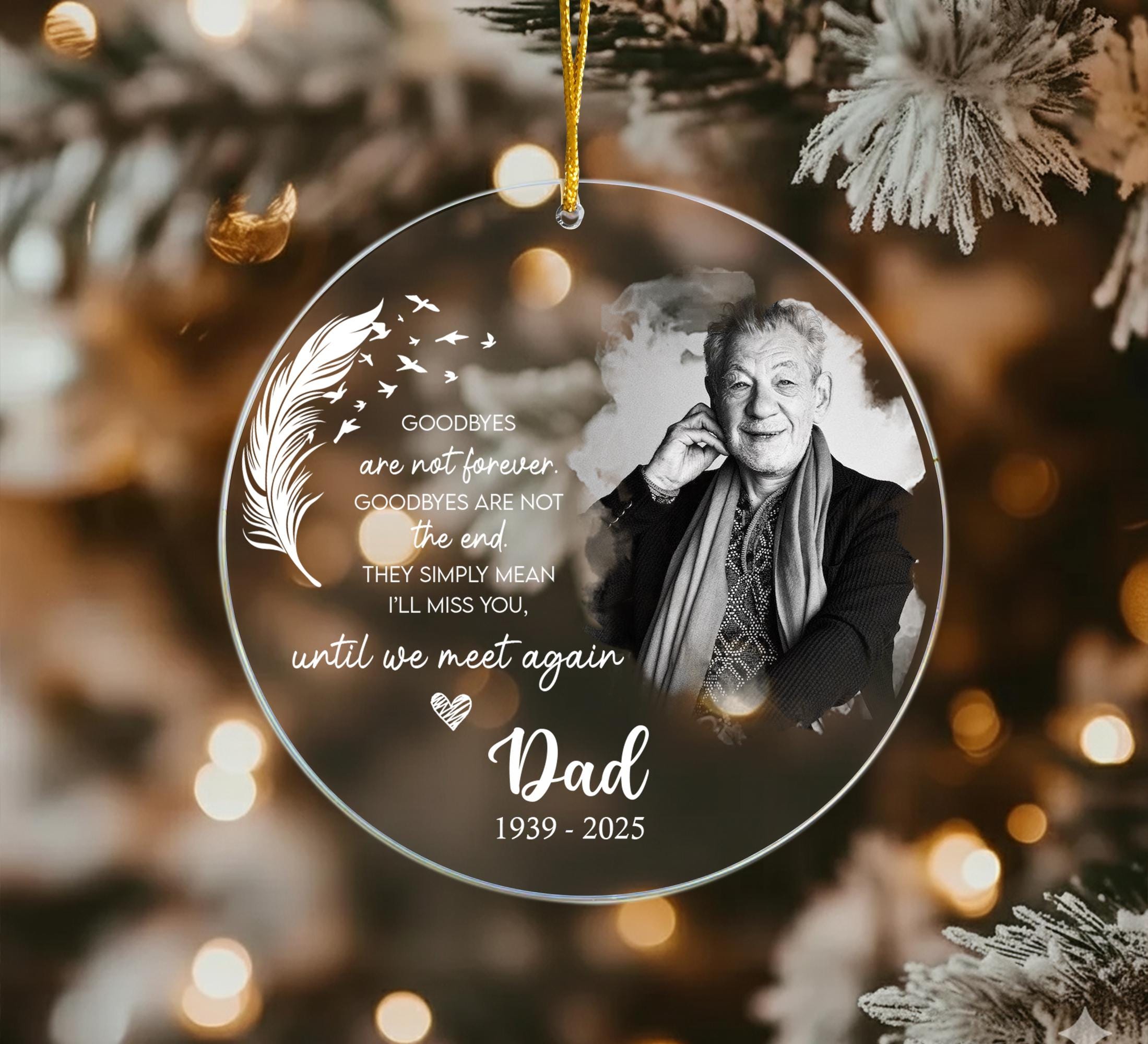 Dad Memorial Christmas Ornament, Remembrance Keepsake, Custom Photo Memorial Ornament, In Loving Memory Ornament, Loss Of Loved One Ornament