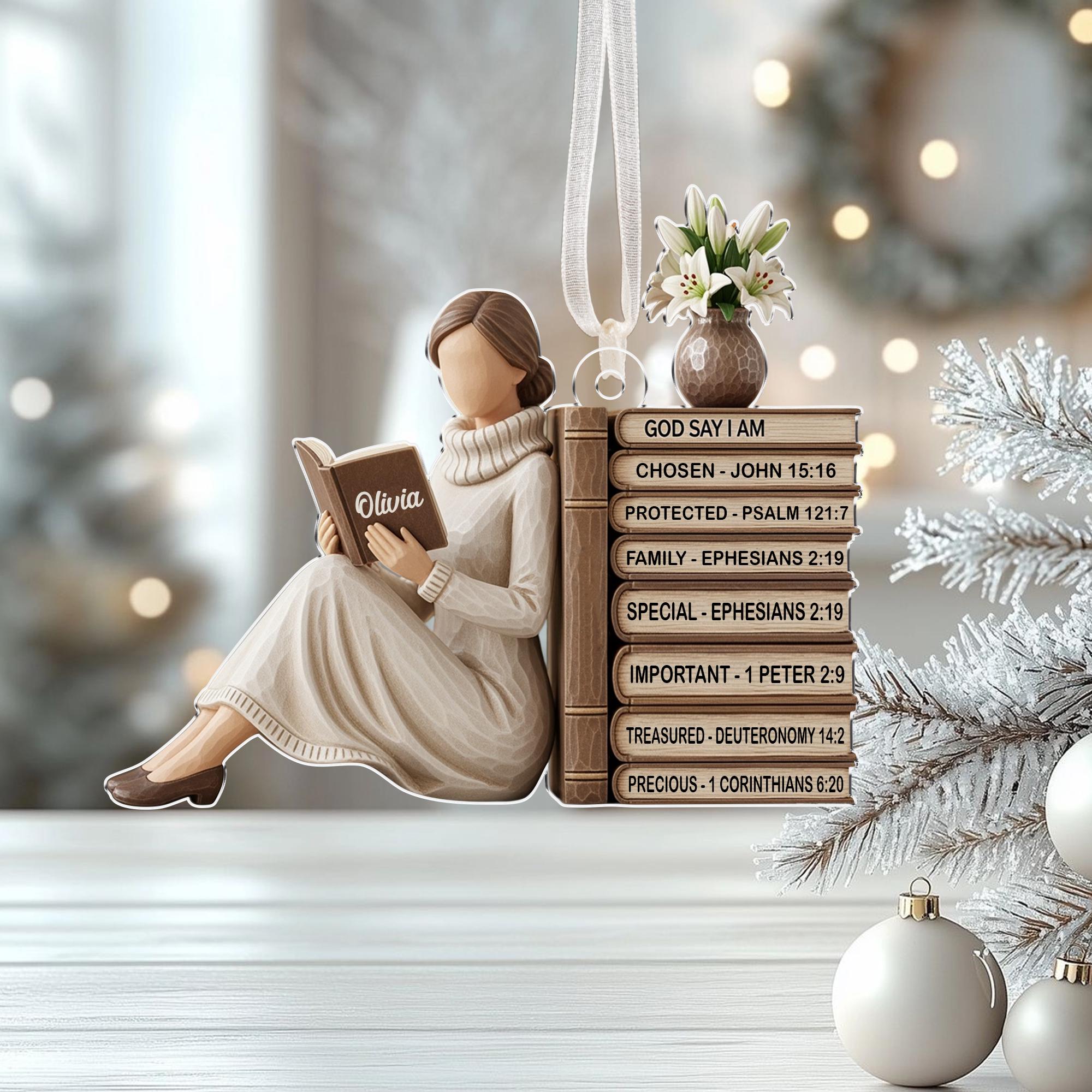 Personalized God Says I Am Ornament, Nativity Christmas Ornament, Christian Name Ornament with Bible Verse, Religious Gift, Christmas Gift