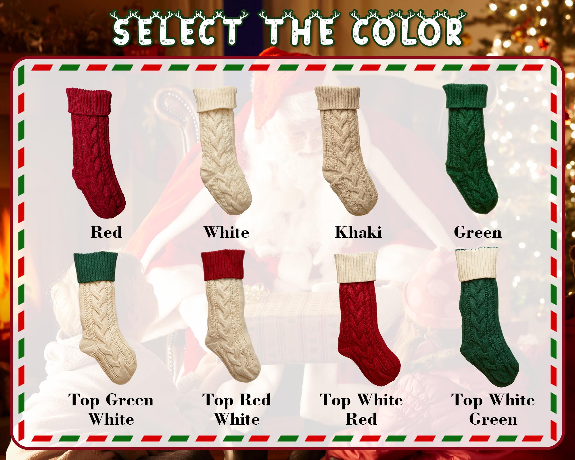 Personalized Christmas Stockings, 2025 Custom Stocking with Name, Knitted Stockings, Engraved Leather Patch Stockings