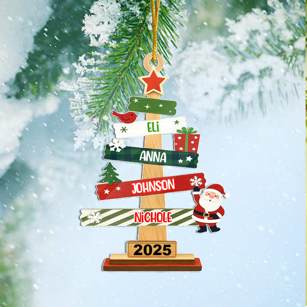 Our Family Christmas Tree Acrylic Ornament - Personalized Christmas Gifts For Mom, Dad, Kids, Family